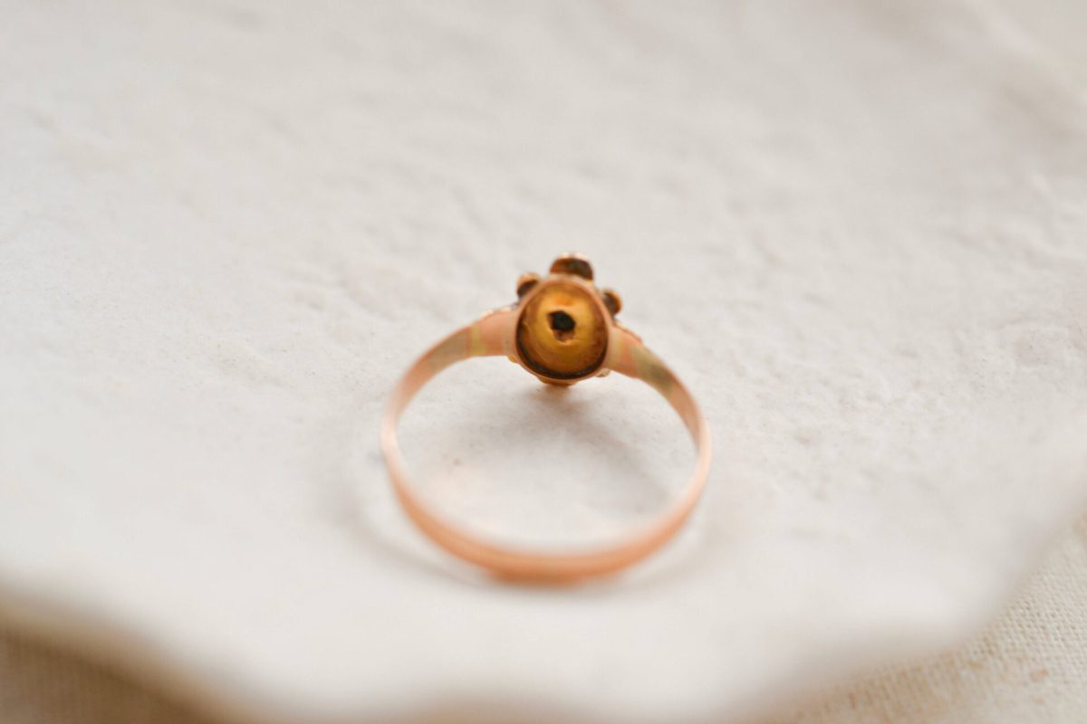 Bague Art Nouveau Pierre verte et Perle