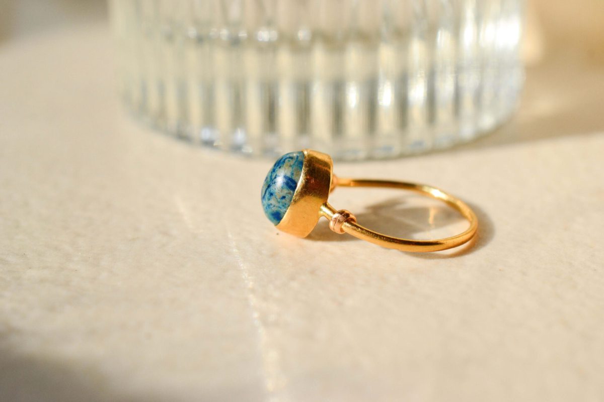 Bague Cabochon Pierre bleue