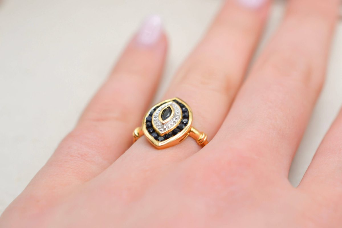 Bague Marquise Saphirs Diamants