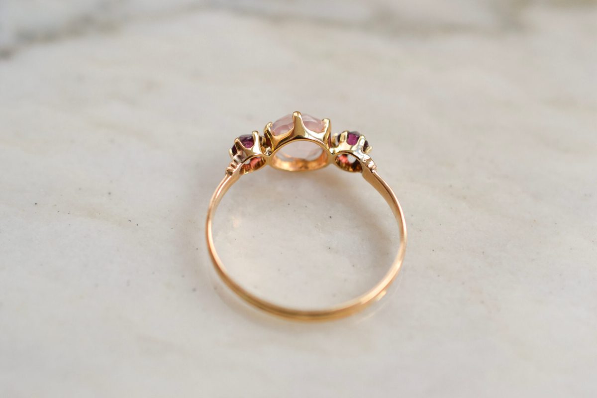 Bague Quartz Rose & Pierres rouges