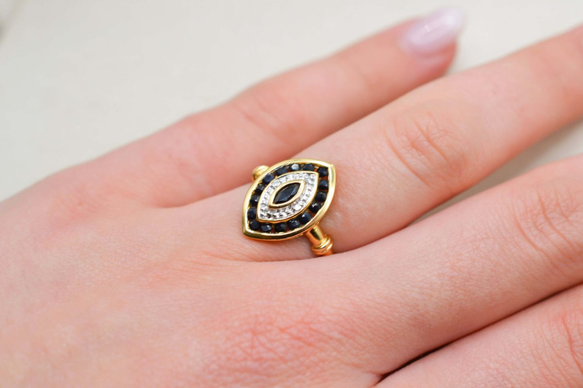 Bague Marquise Saphirs Diamants