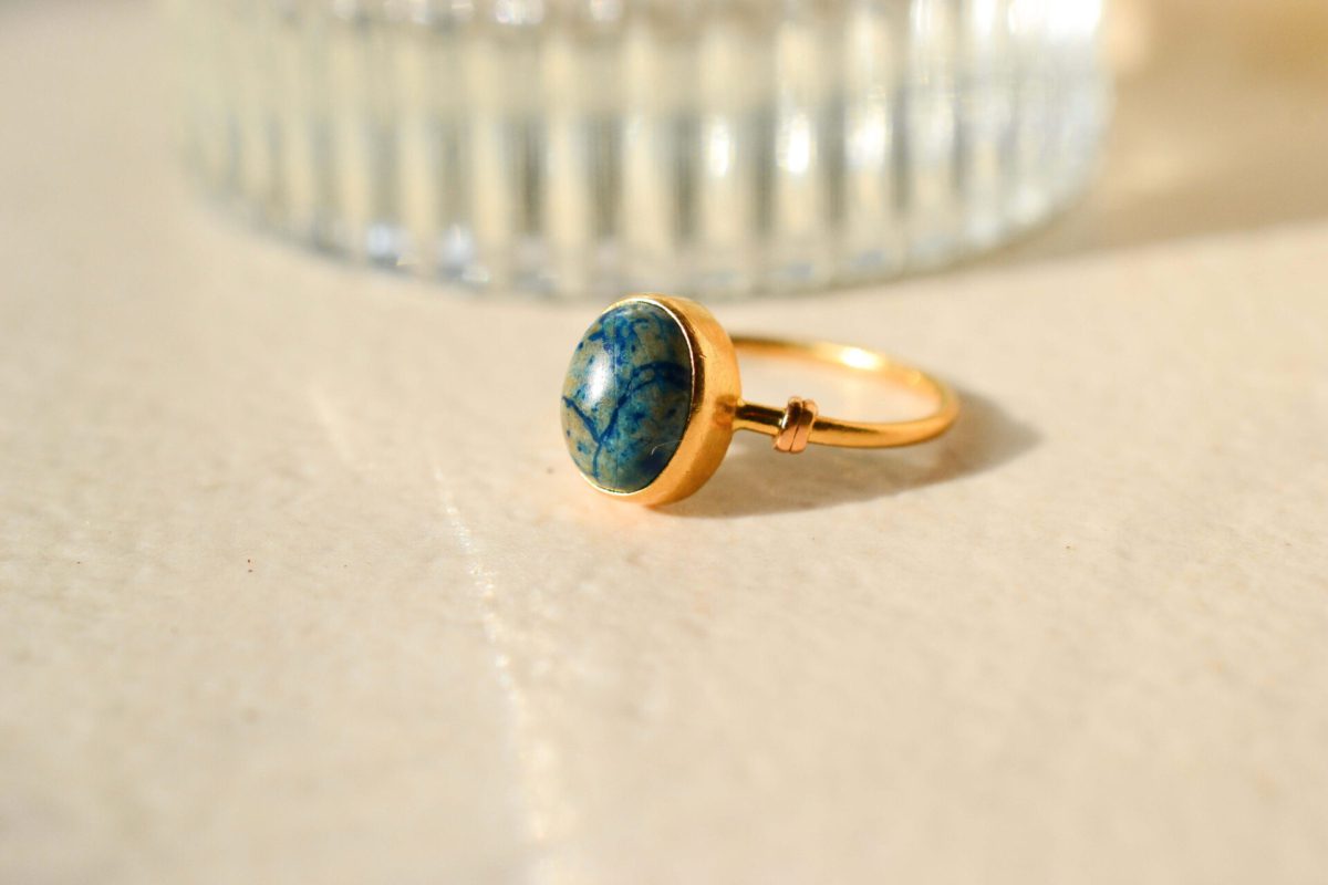 Bague Cabochon Pierre bleue