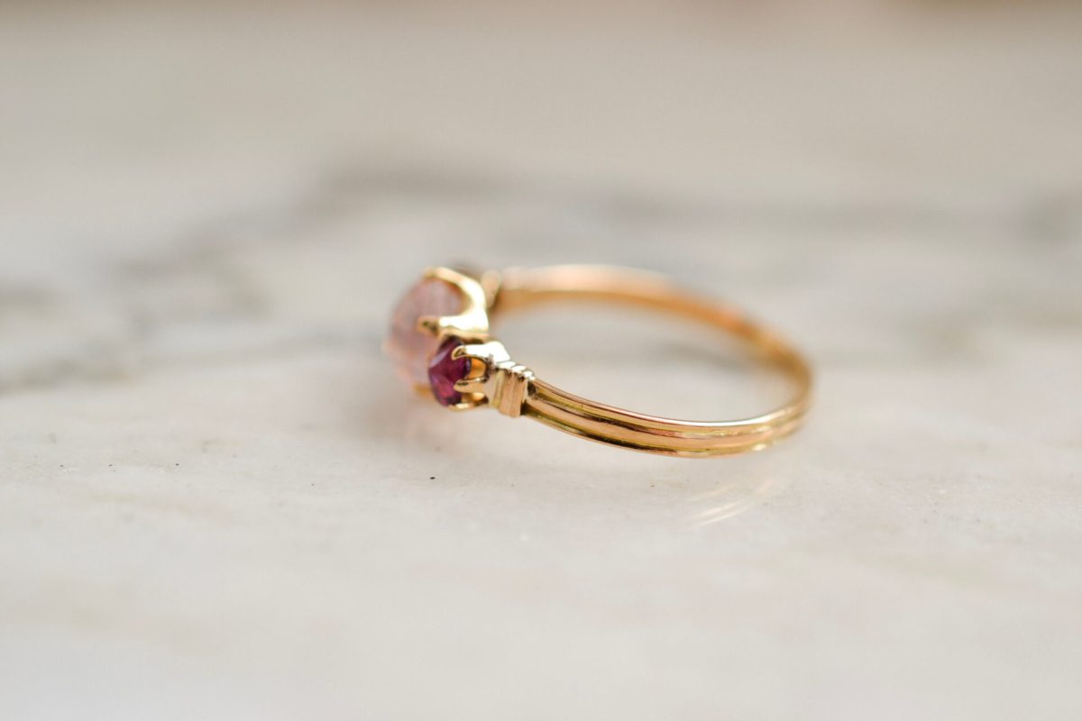 Bague Quartz Rose & Pierres rouges