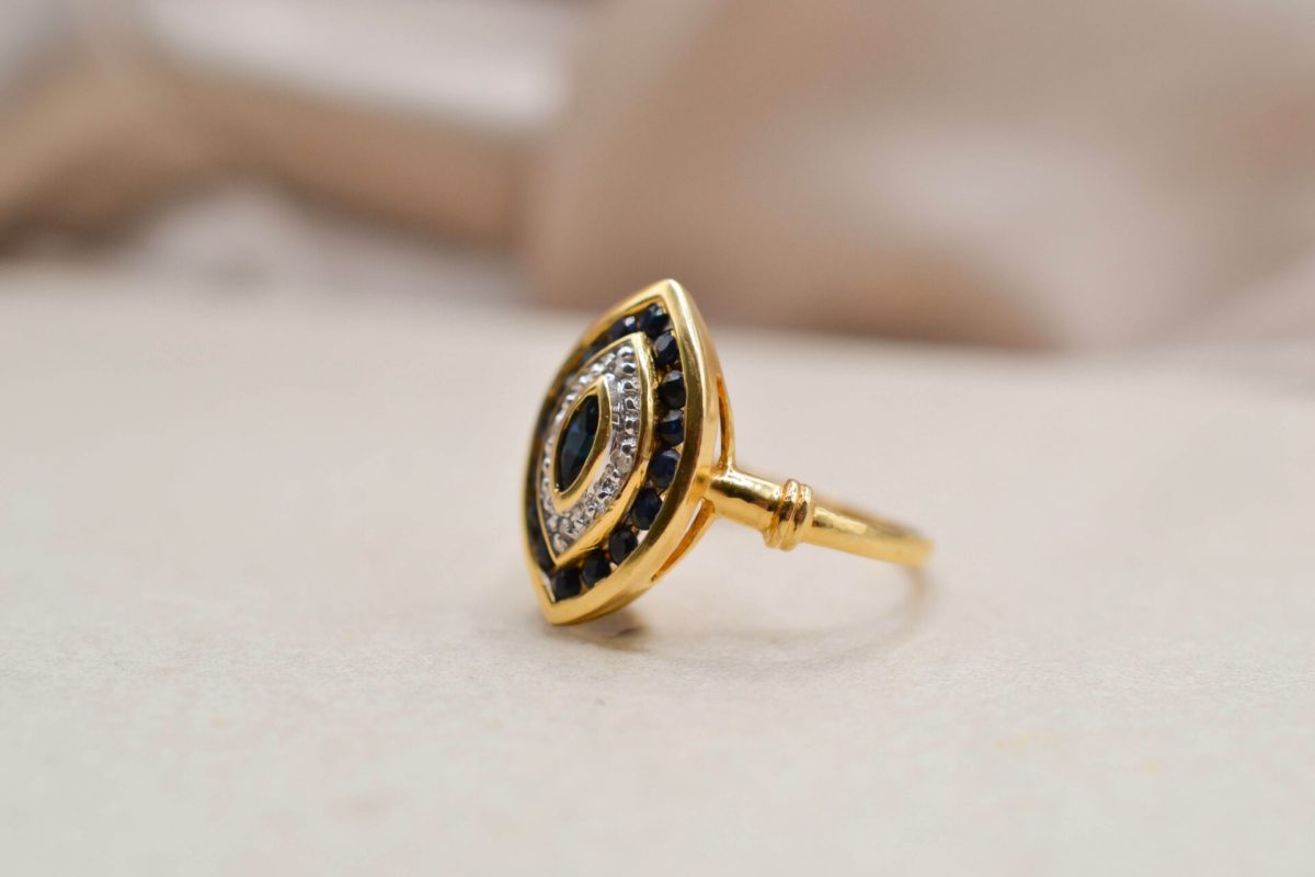Bague Marquise Saphirs Diamants