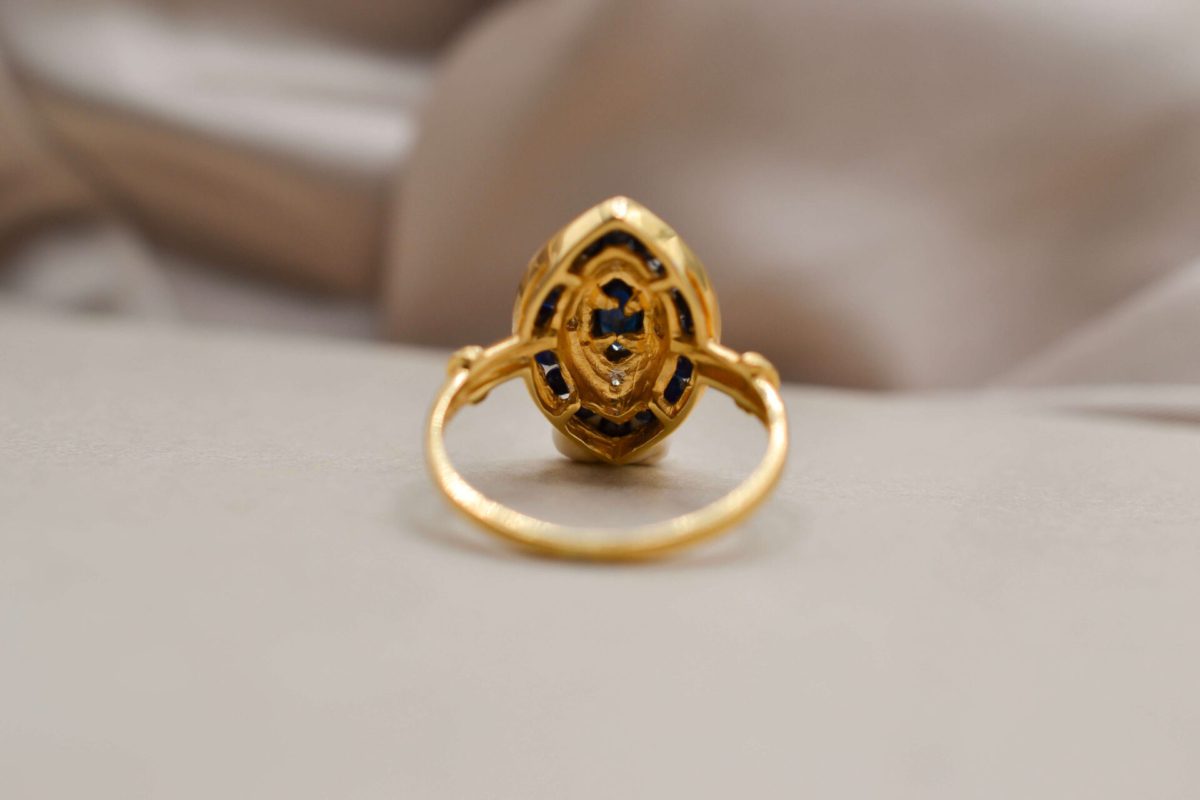 Bague Marquise Saphirs Diamants