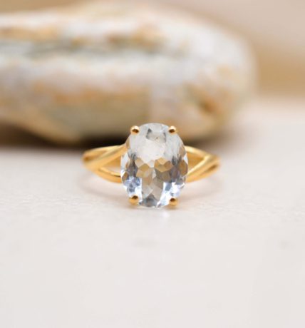 Bague solitaire Aigue-Marine