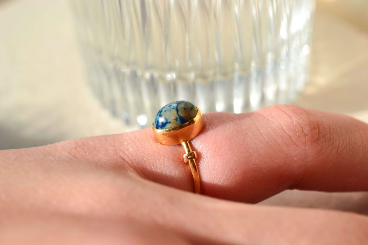 Bague Cabochon Pierre bleue