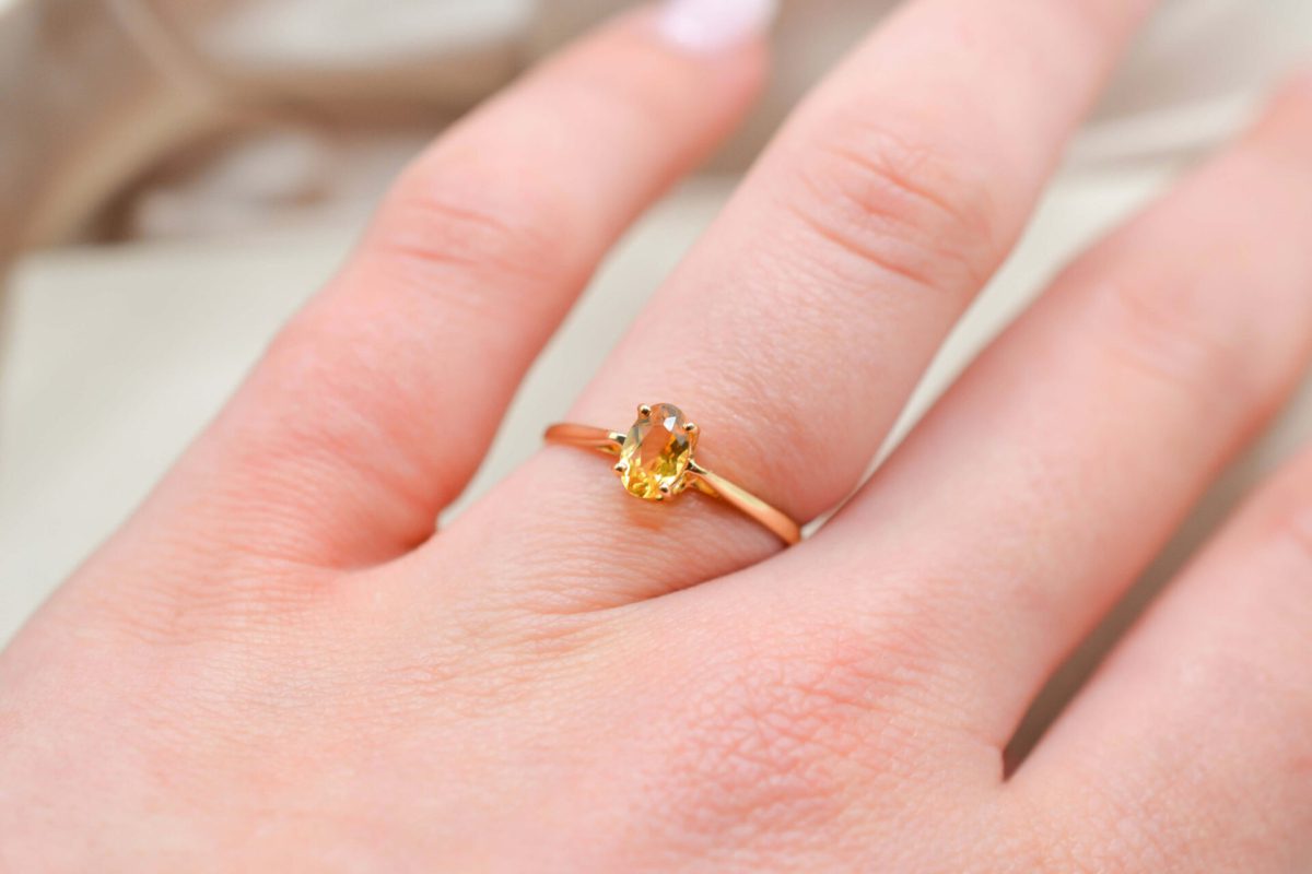Bague solitaire Citrine