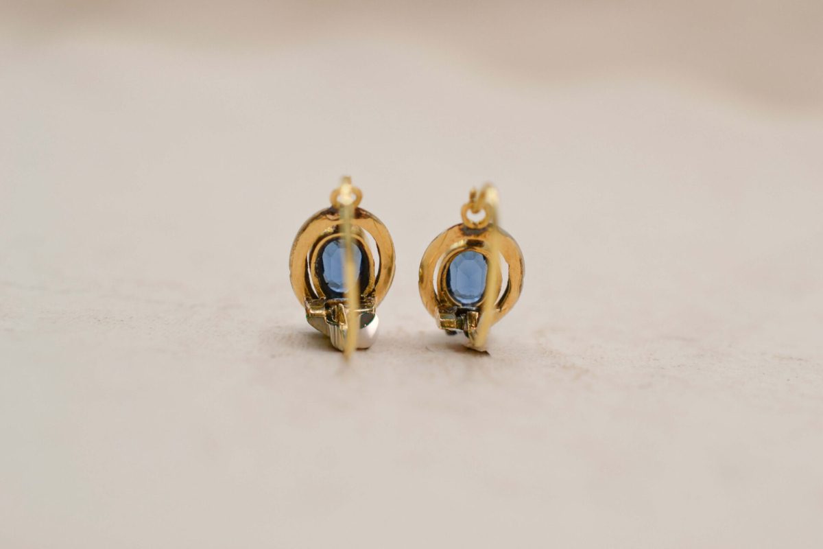 Dormeuses Pierre bleue Or jaune