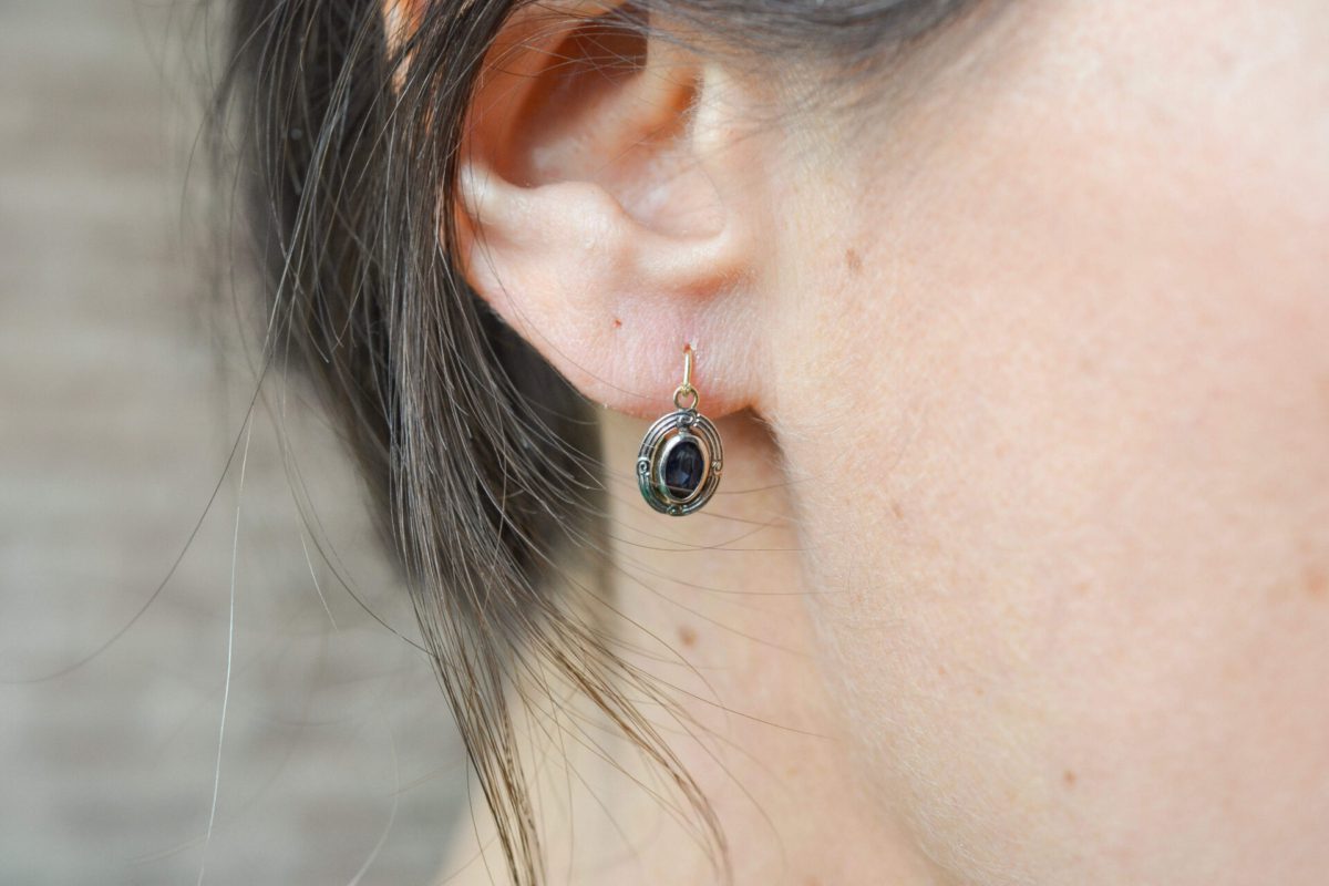 Dormeuses Pierre bleue Or jaune