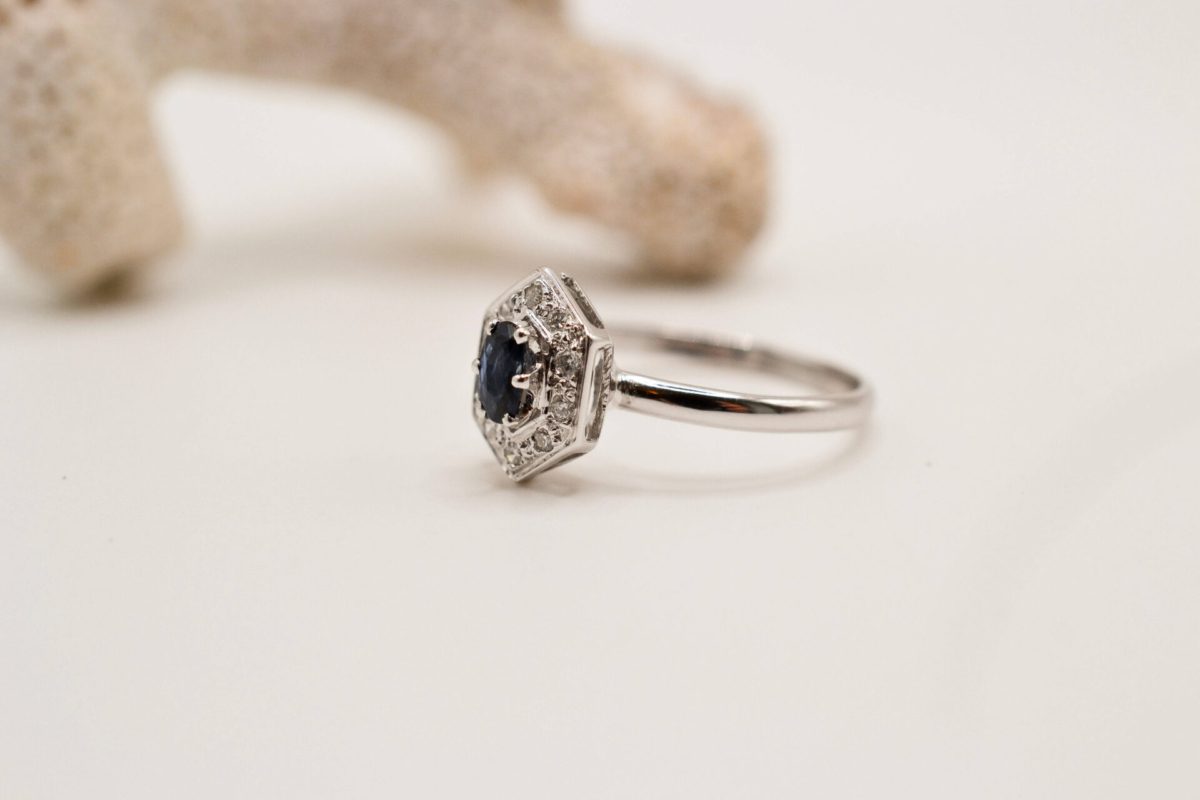 Bague Art Déco Saphir Diamants