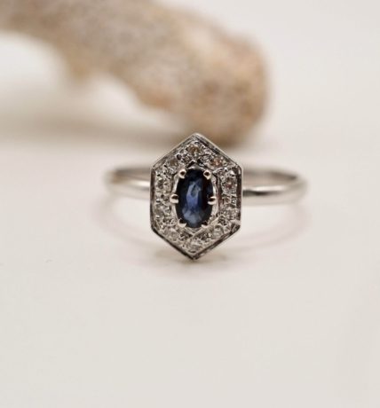 Bague Art Déco Saphir Diamants