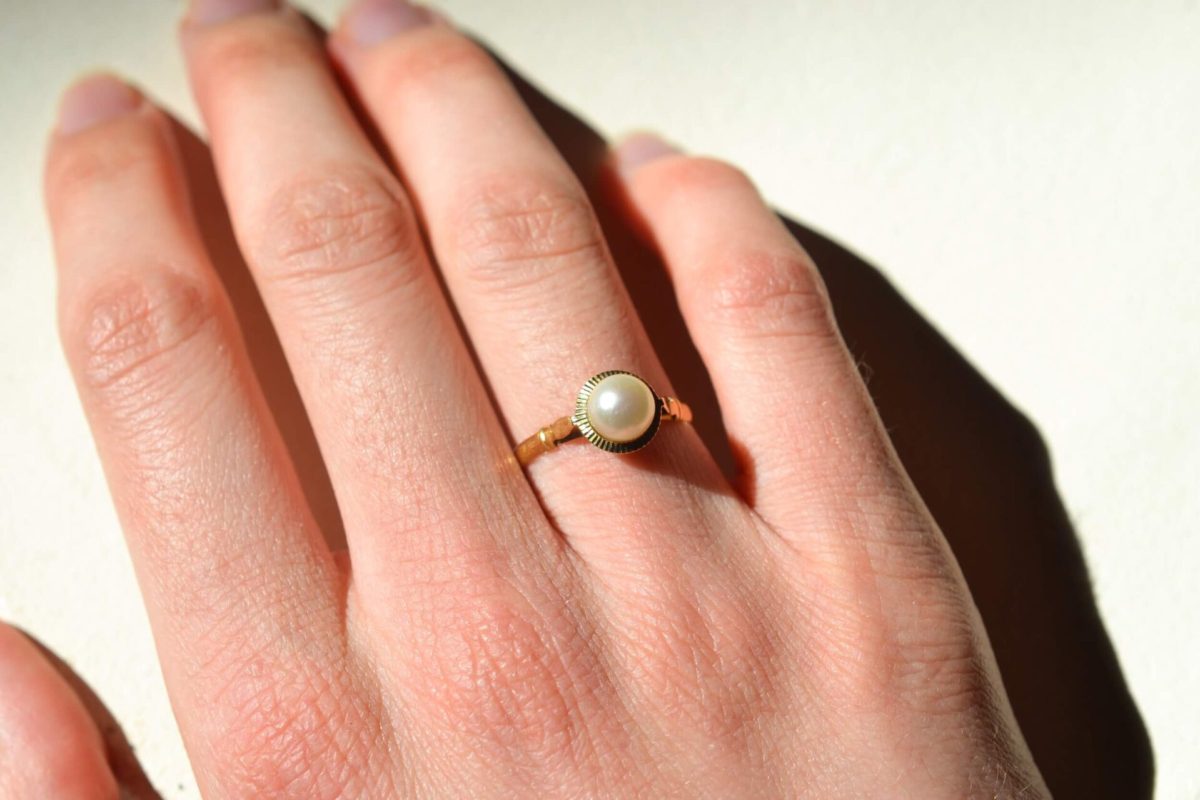 Bague Solitaire en Or jaune sertie d une perle de culture - bague de fiancailles