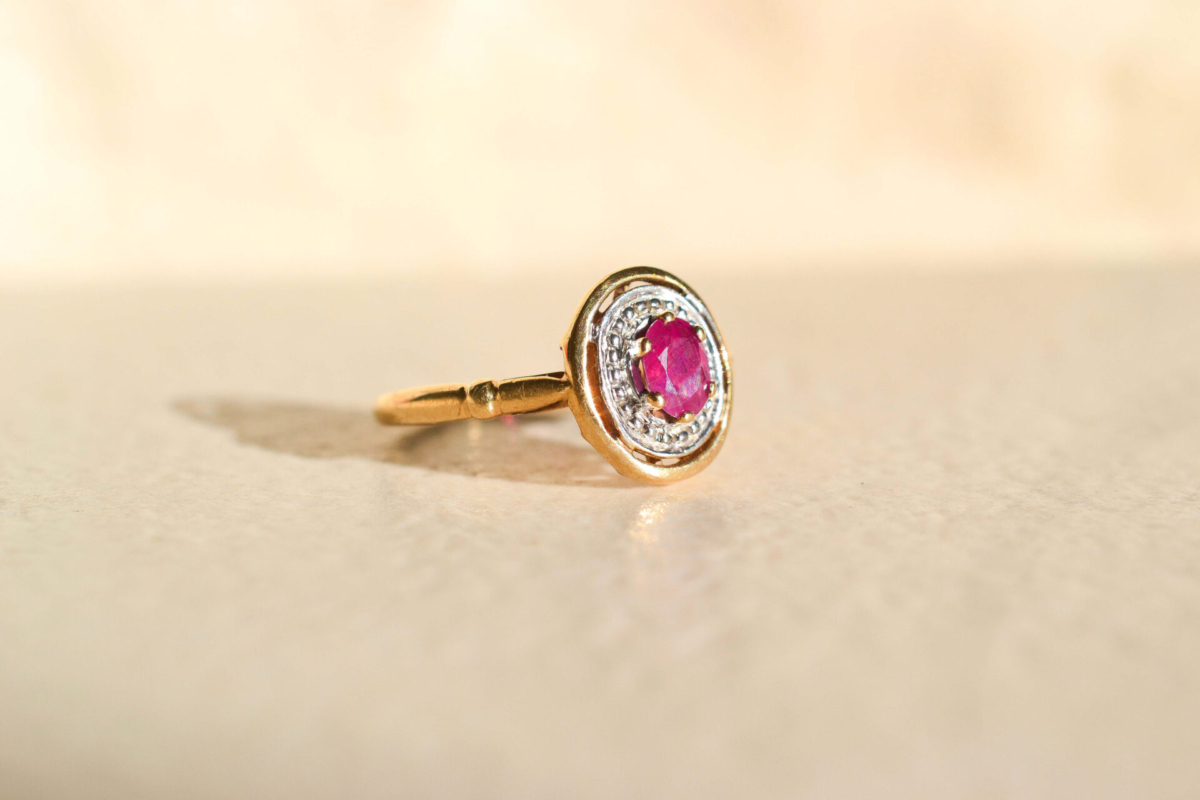 Bague Ovale 2 Ors Rubis