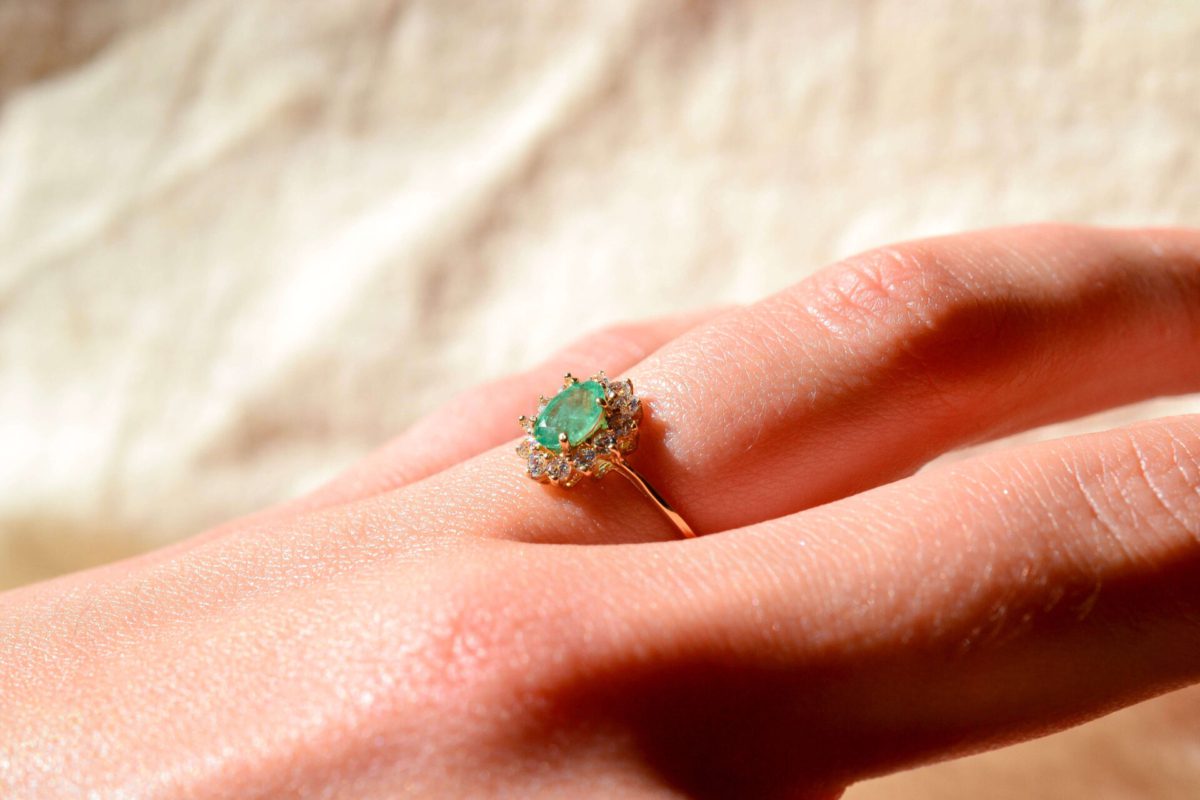 Bague Marguerite Émeraude 9K