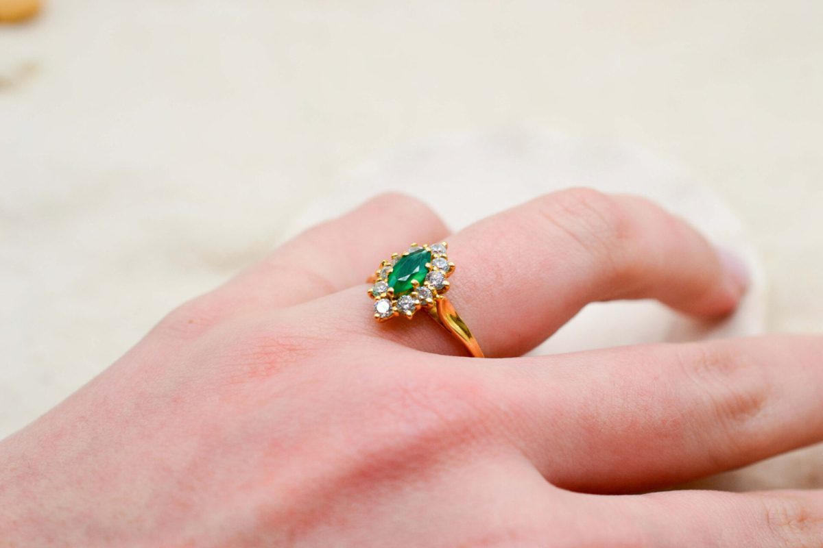 Bague Marquise Calcédoine Or jaune