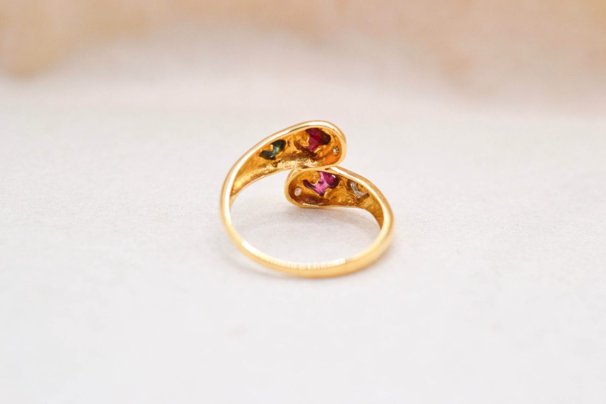 Bague serpent Diamant Saphir Rubis