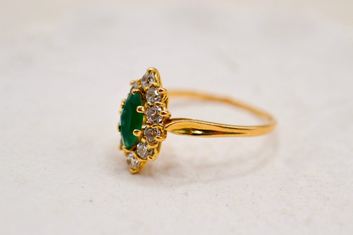 Bague Marquise Calcédoine Or jaune