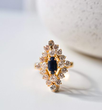 Bague Marquise Saphir Or jaune