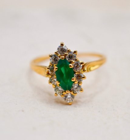 Bague Marquise Calcédoine Or jaune
