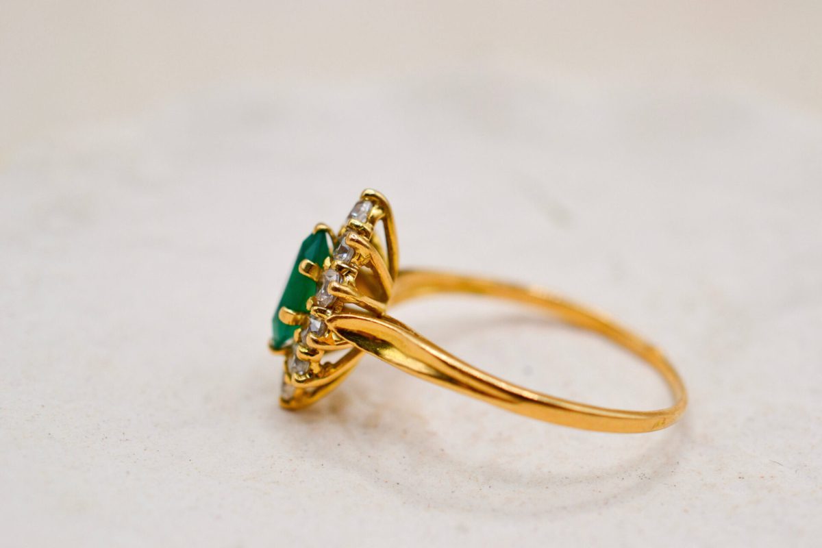 Bague Marquise Calcédoine Or jaune