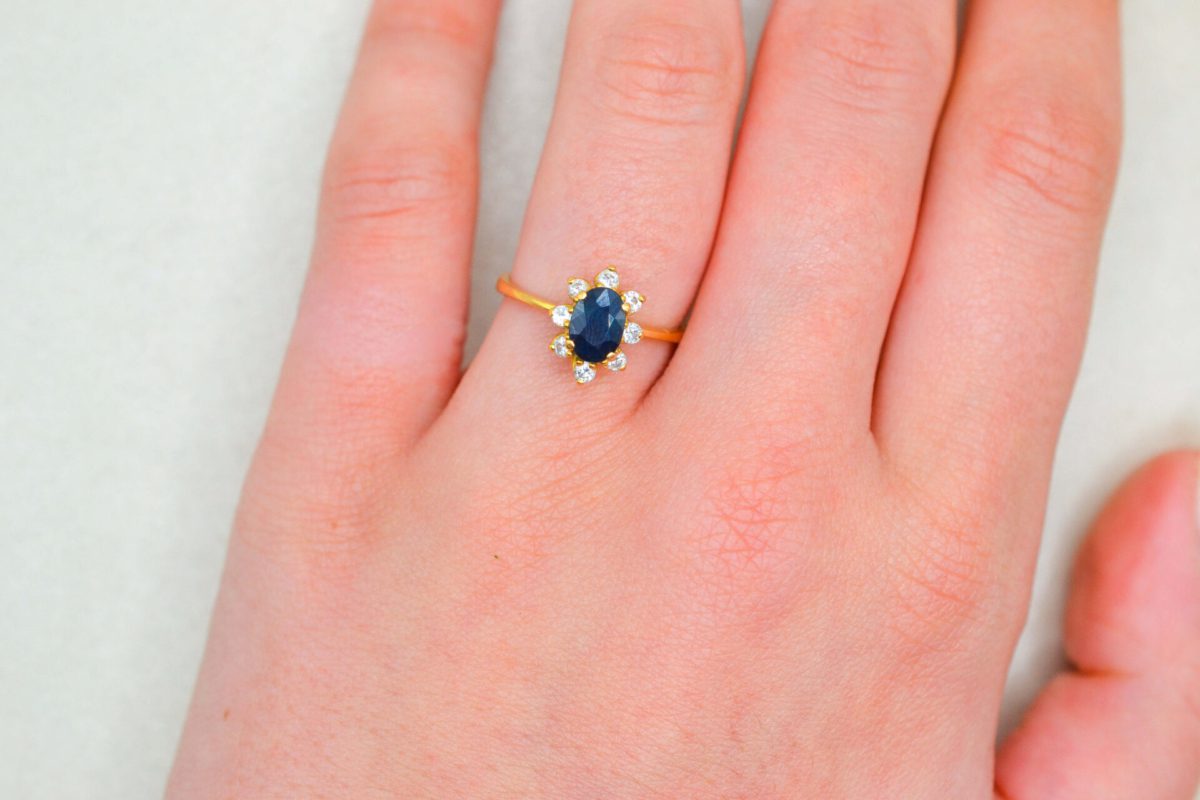 Bague Marguerite Saphir Diamants