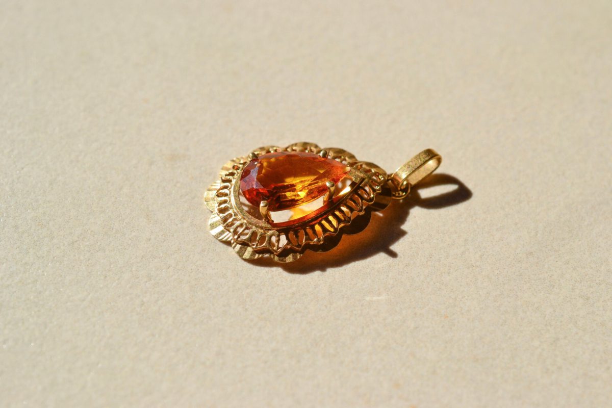 Pendentif Poire Saphir Orange