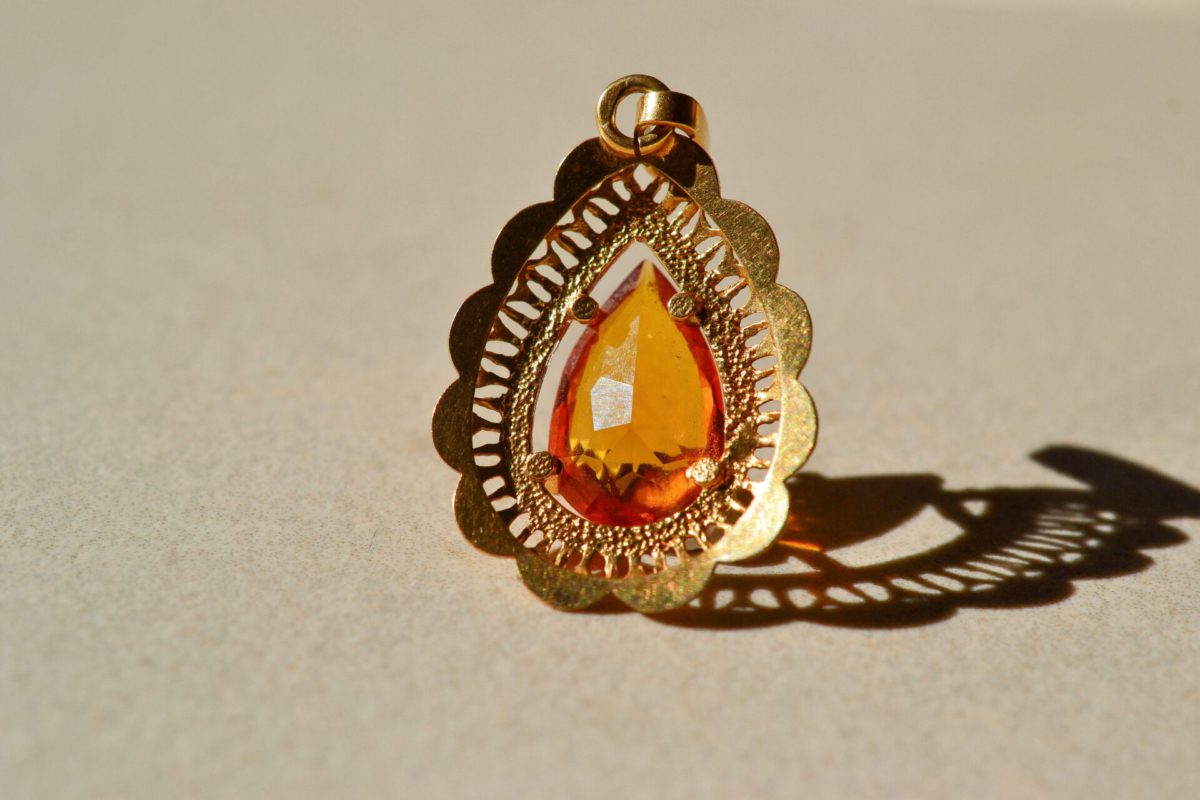 Pendentif Poire Saphir Orange