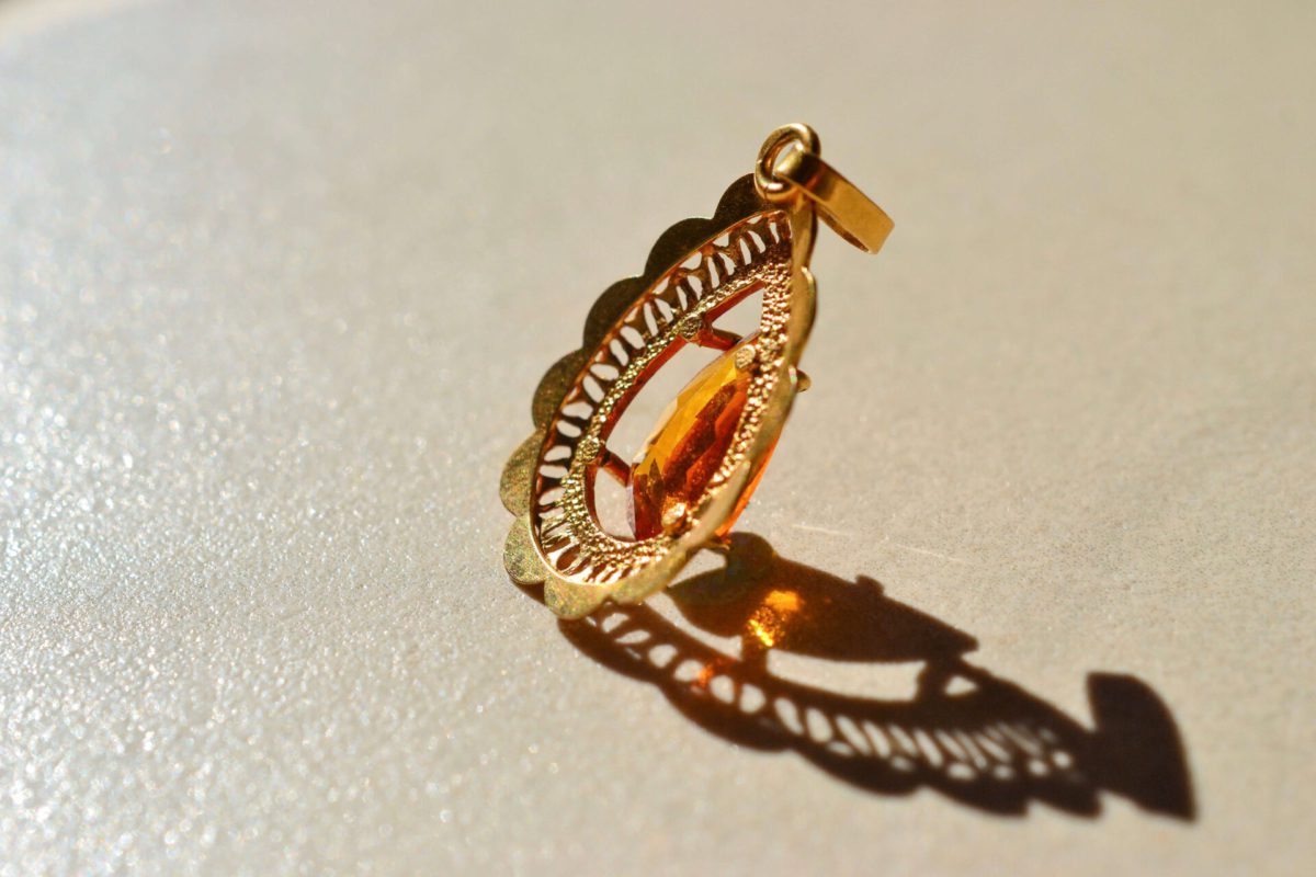 Pendentif Poire Saphir Orange