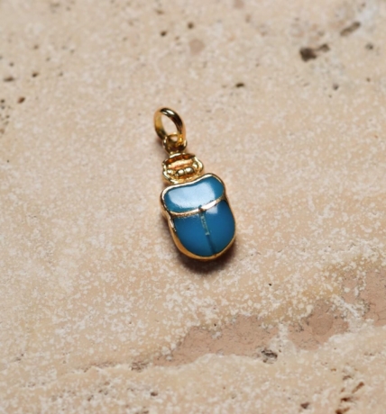 pendentif scarabee en or jaune 18 carats et turquoise - pendentif retro