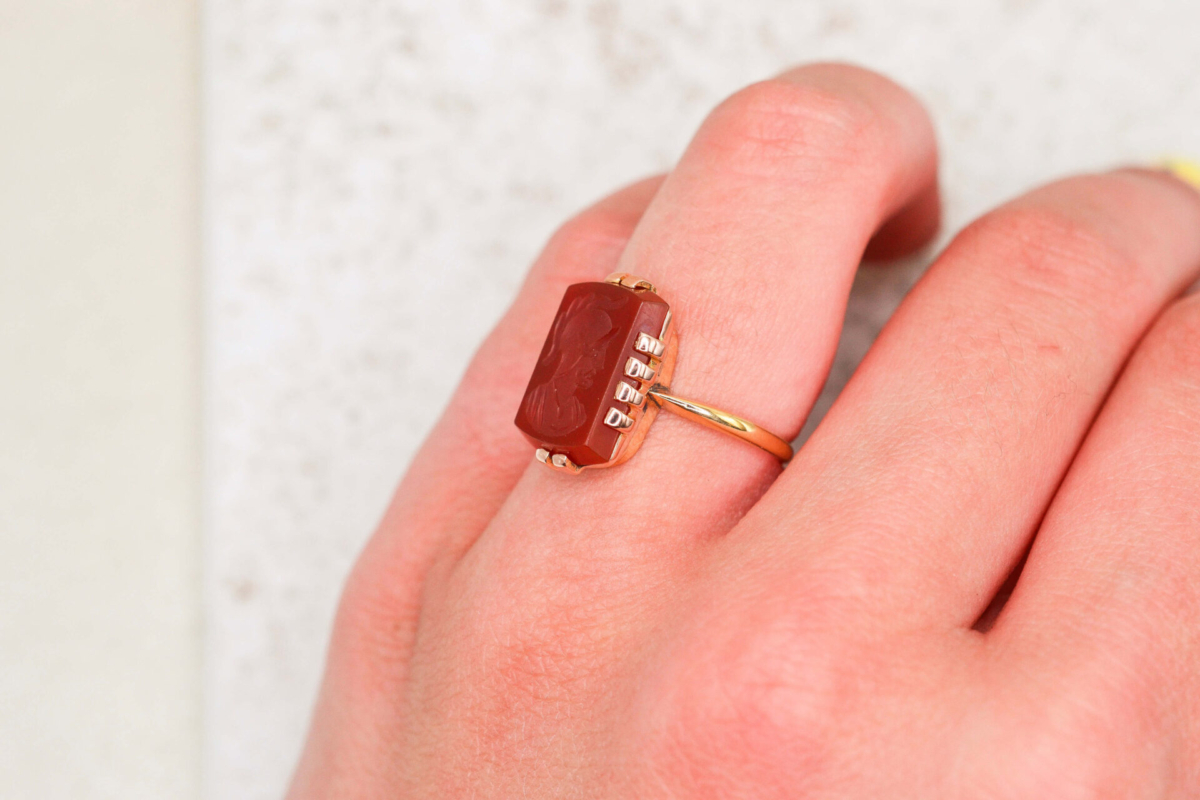 Bague Cornaline Soldat Antique