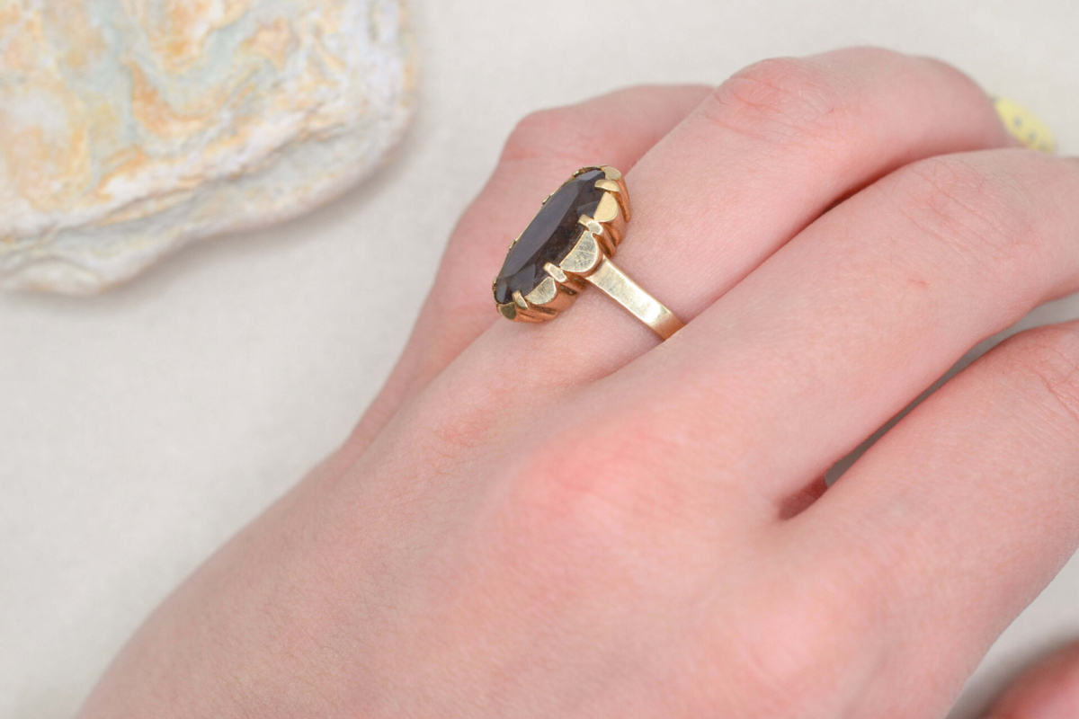 Bague navette Quartz 8 carats