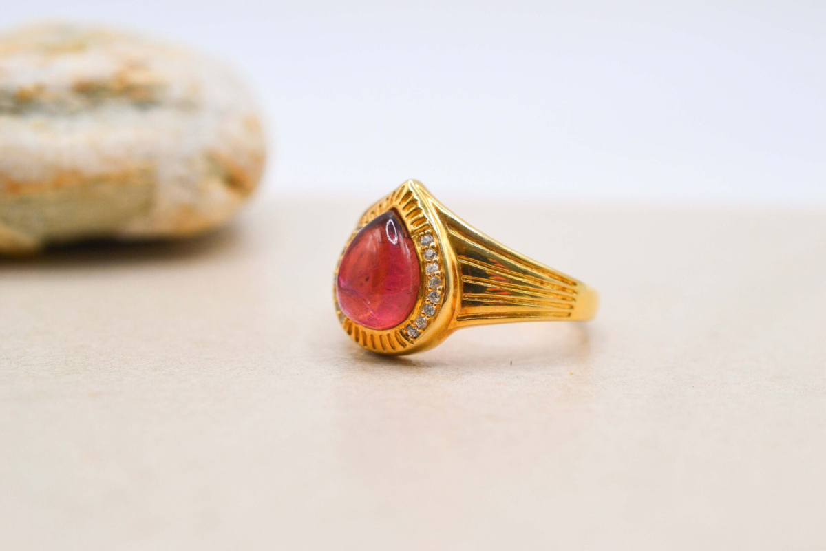 Bague Vermeil Tourmaline rose Oxydes