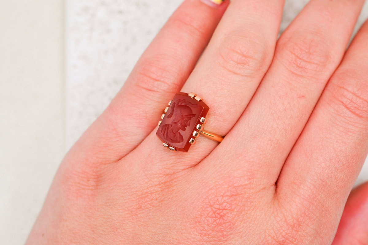 Bague Cornaline Soldat Antique