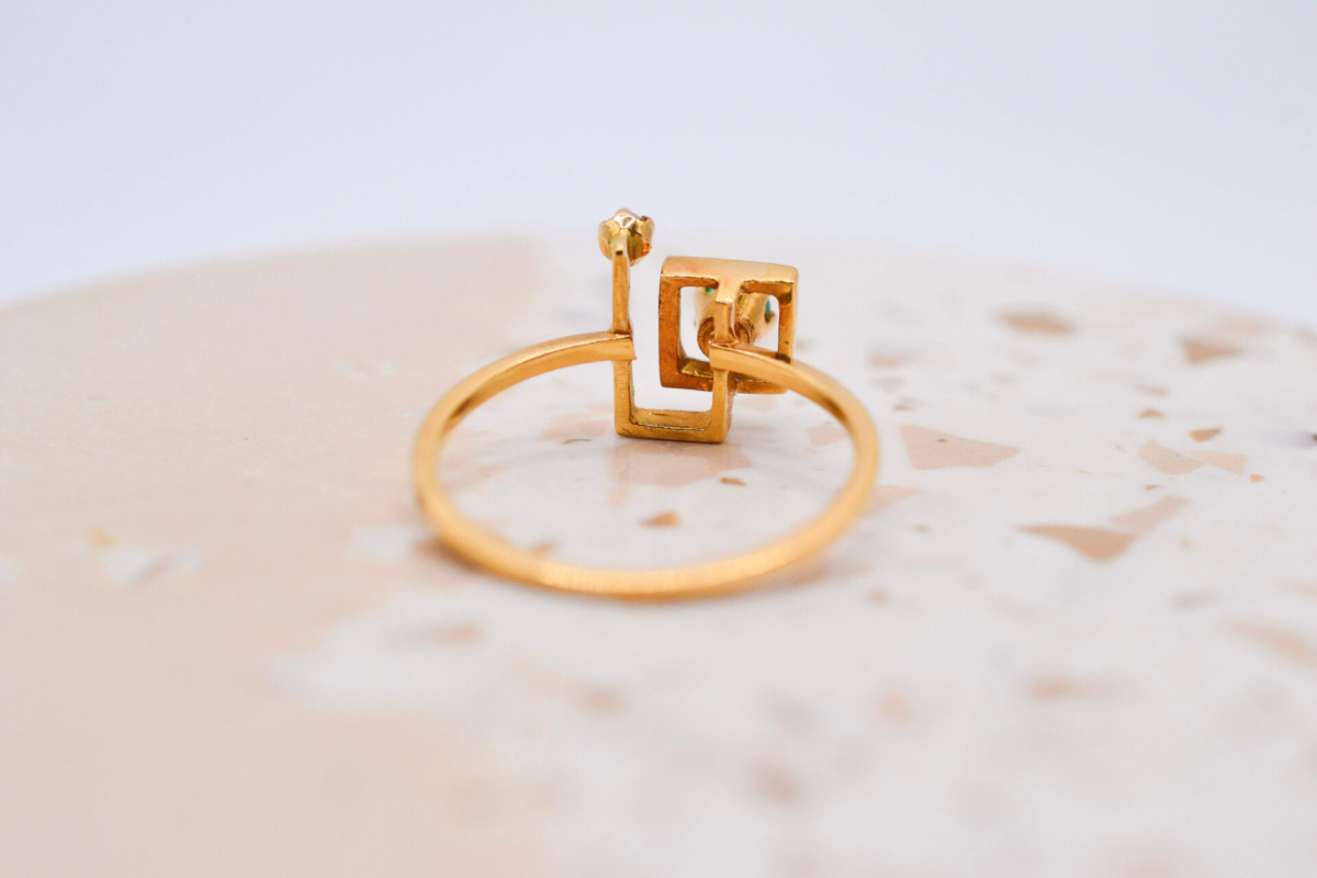 Bague géométrique Emeraude