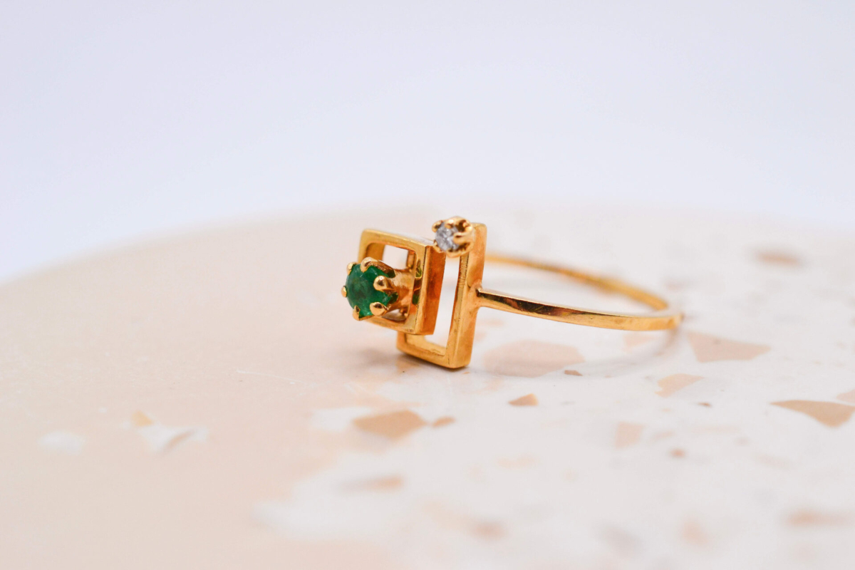 Bague géométrique Emeraude