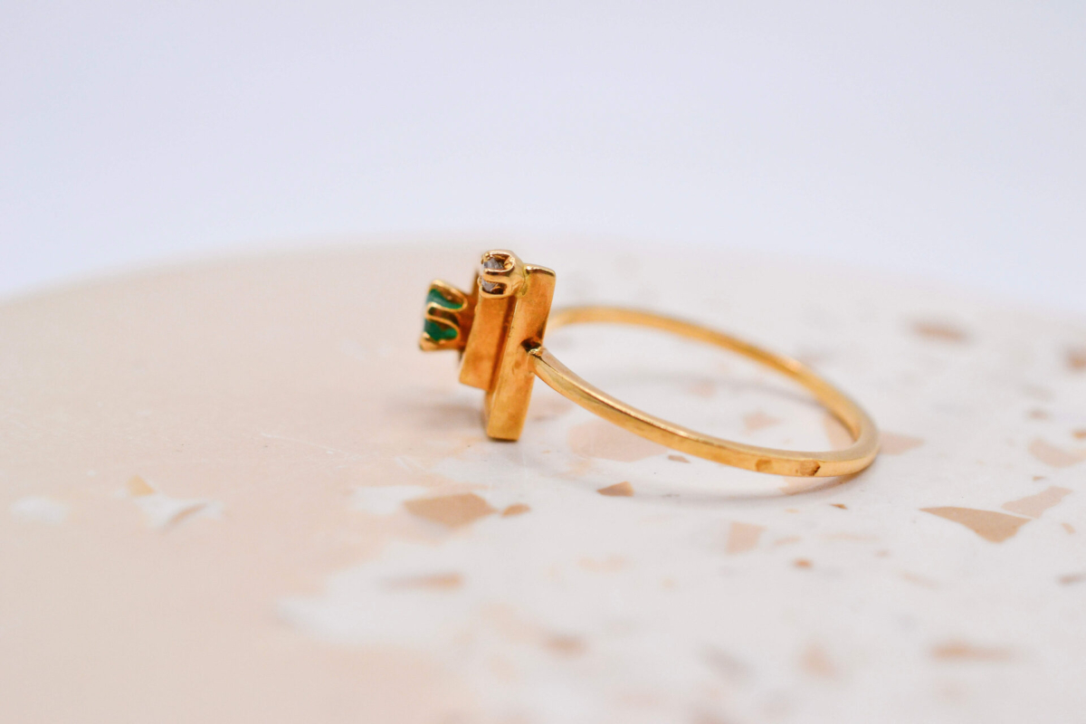 Bague géométrique Emeraude