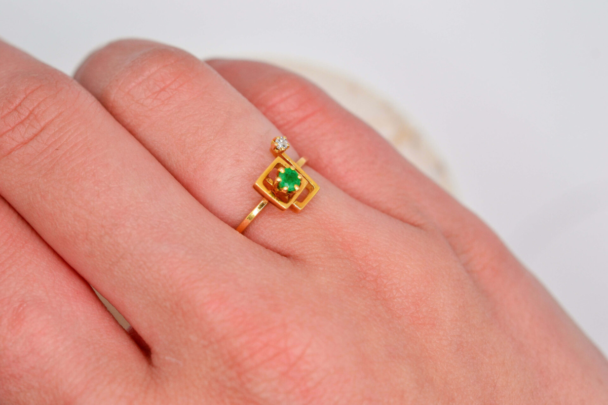 Bague géométrique Emeraude