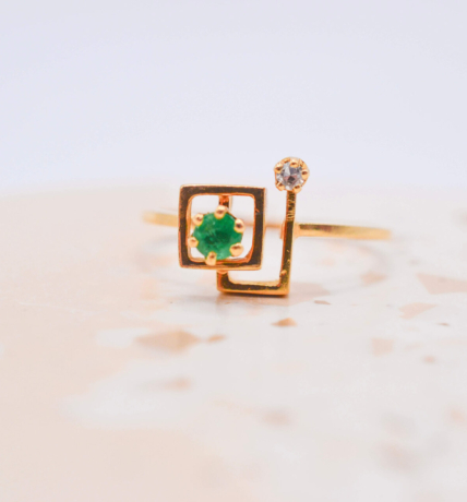 Bague géométrique Emeraude