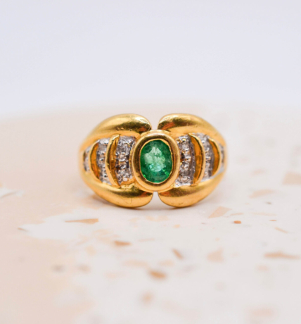 Bague nœud Emeraude Diamants