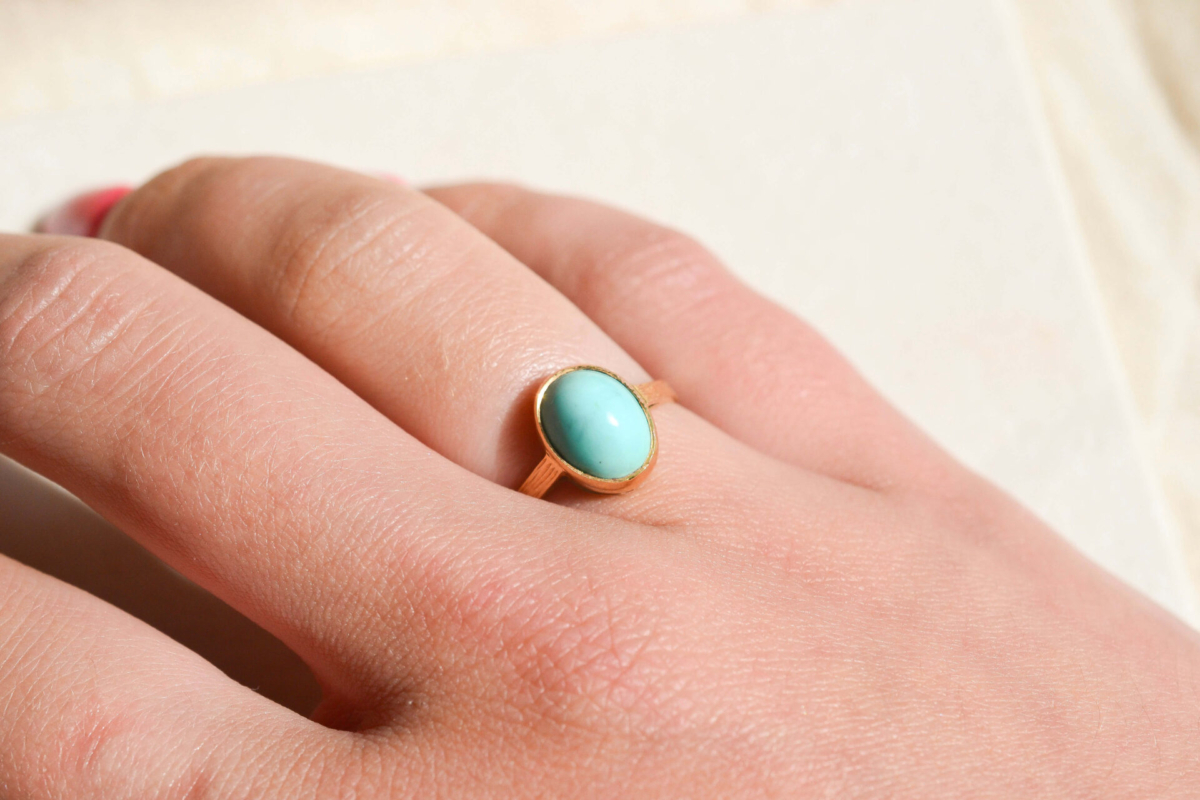 Bague cabochon Turquoise
