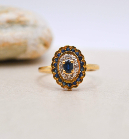 Bague ovale Saphir Diamants