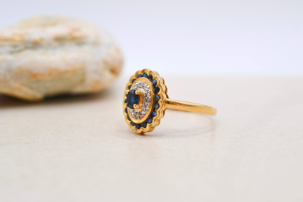 Bague ovale Saphir Diamants