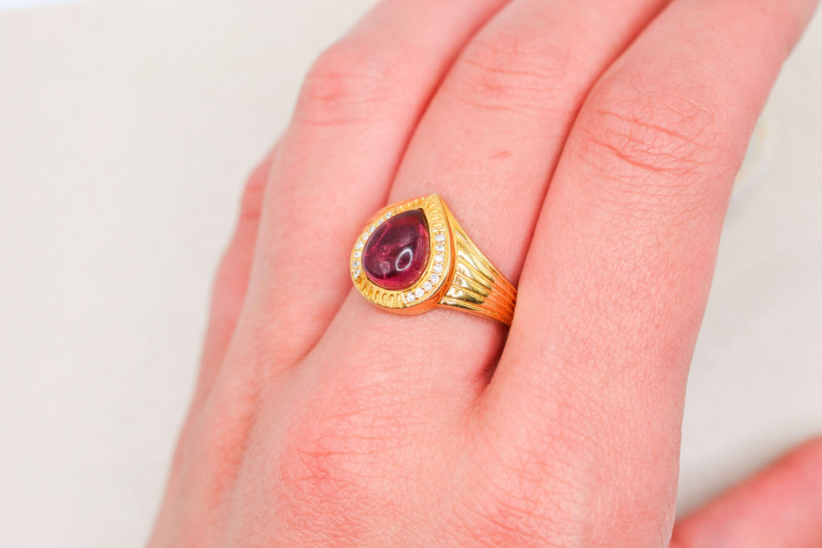 Bague Vermeil Tourmaline rose Oxydes