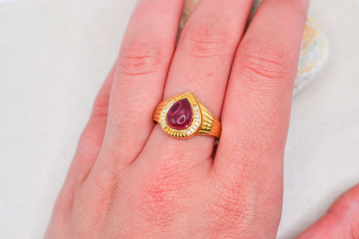 Bague Vermeil Tourmaline rose Oxydes