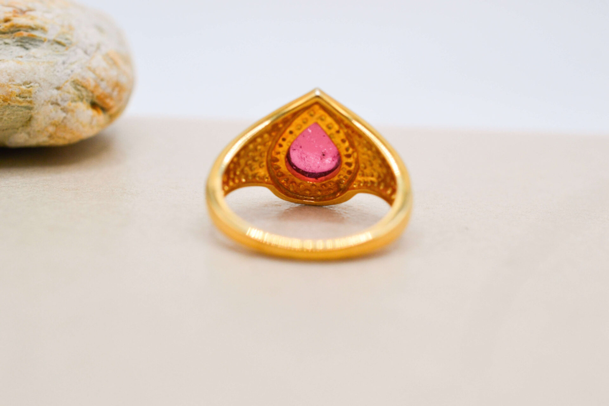 Bague Vermeil Tourmaline rose Oxydes