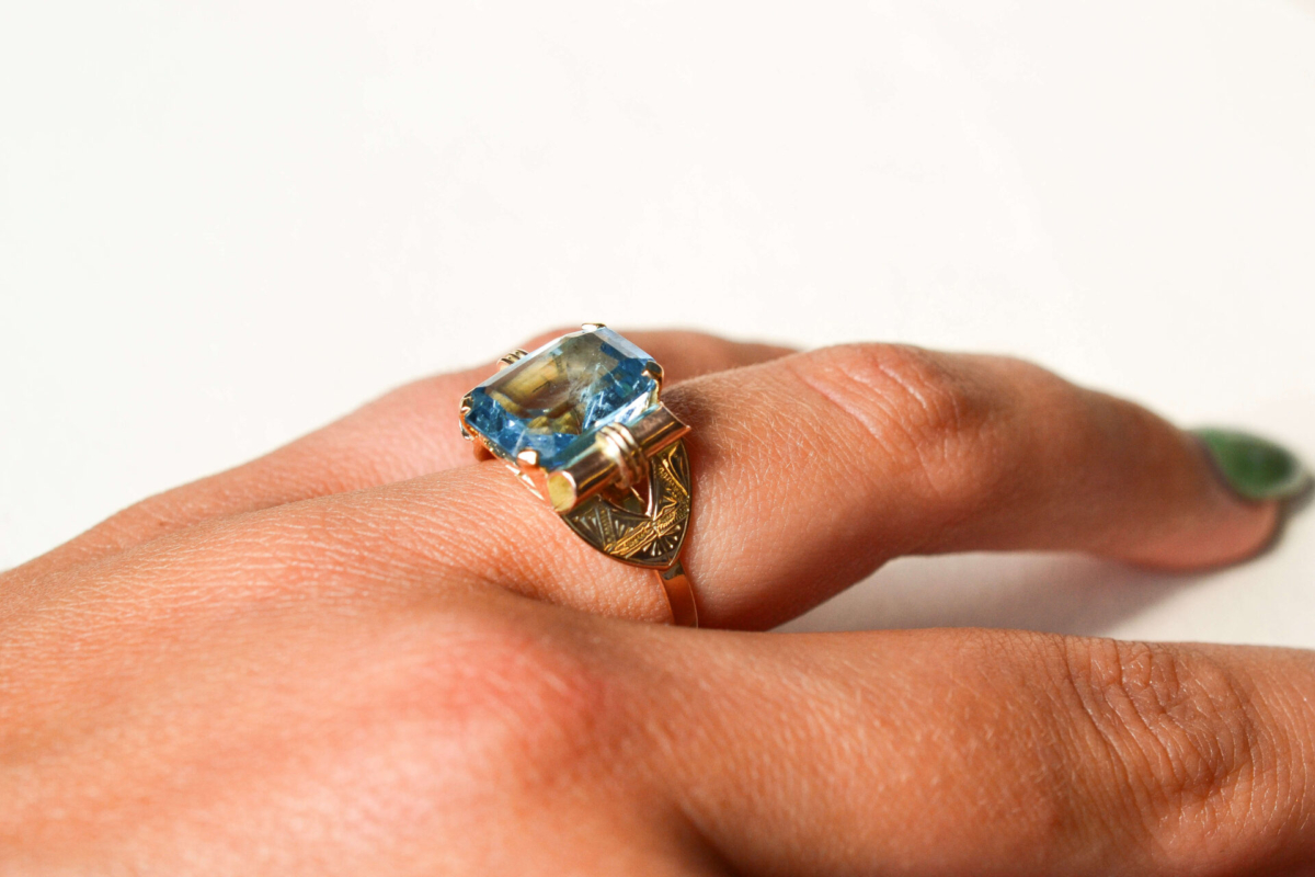 Bague Tank Aigue-Marine