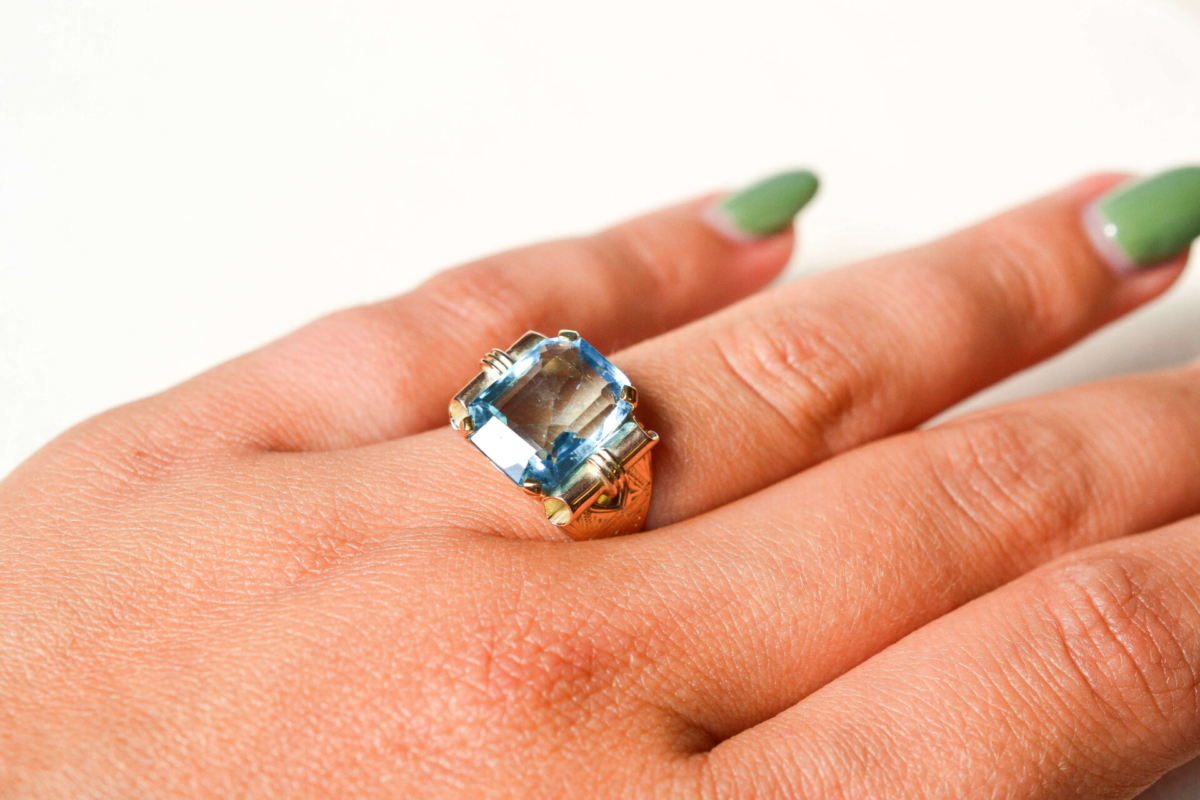Bague Tank Aigue-Marine