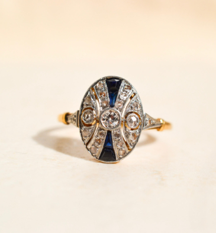 Bague Art Déco Saphir Diamants