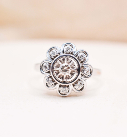 Bague flocon Diamants Or blanc